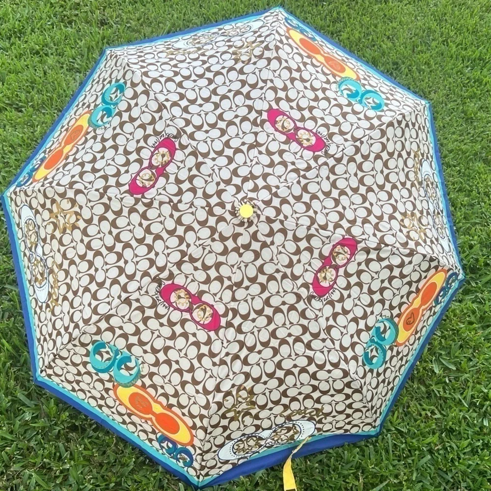 Coach Graffiti Op C Graffiti Signstire C Brown and Yellow Vintage Umbrella